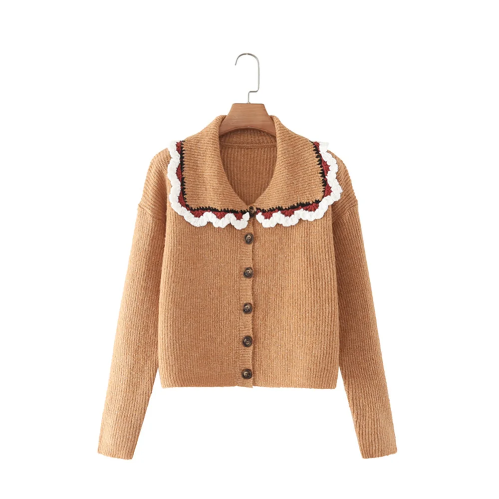 

Cropped Cardigan Women Fall Fashion Crop Sweater Cute Knitted Crochet Top French Vintage Clothes Long Sleeve Top Button Up