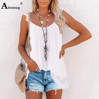 women latest camis tops sleeveless casual pullovers ladies patchwork lace tank tops 2022 summer ruched shirt clothing size s 5xl