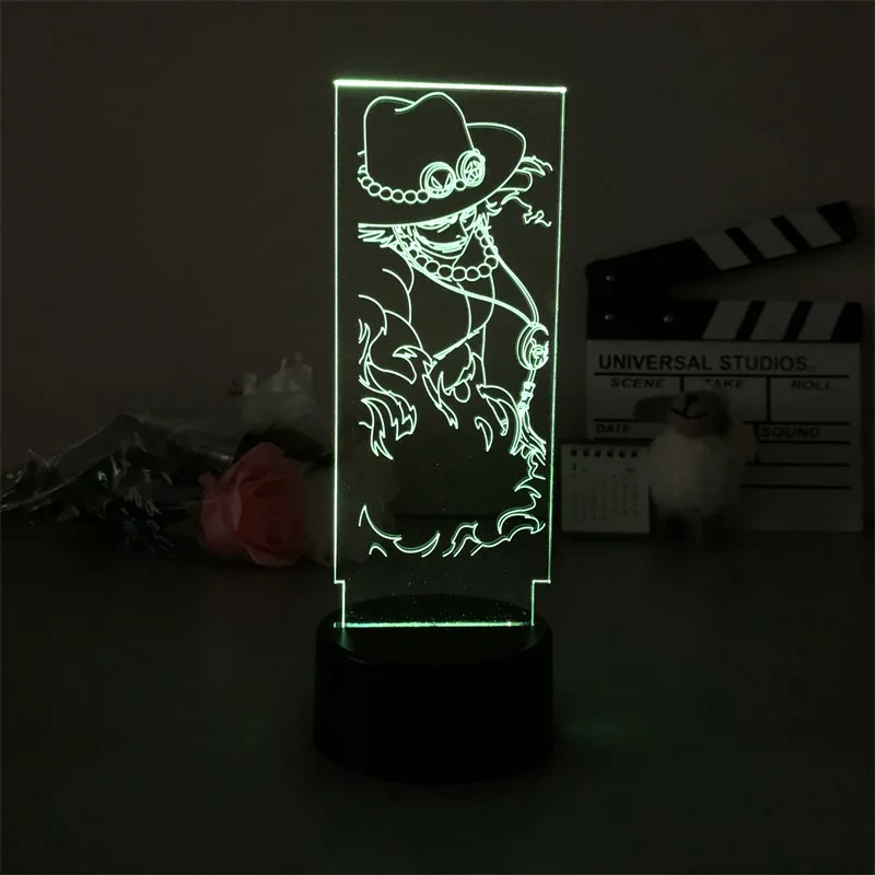 

Portgas D Ace Night Lamp Alarm Clock Base Light Japanese Anime Manga Delivery Color with Remote Present Battery Operated Kids