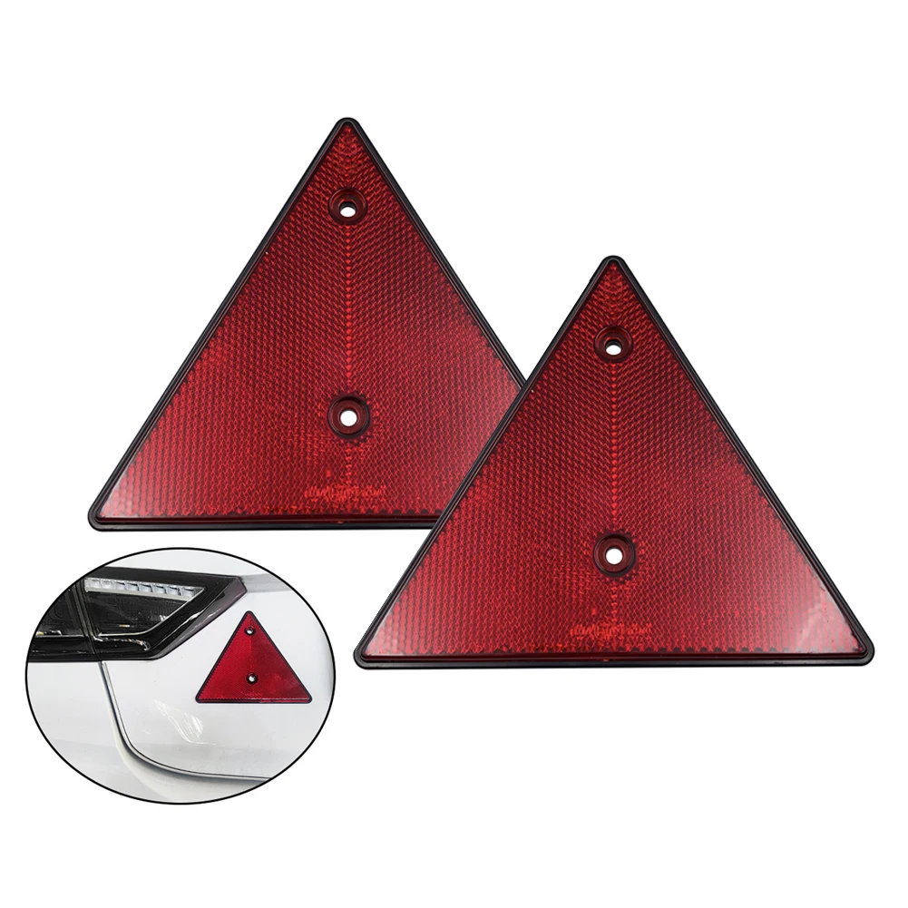 

2X Triangle Reflector Red Reflective Triangular Safety Warning Reflectors for Trailer RV Camper Caravan Truck Tractor Boat Lorry