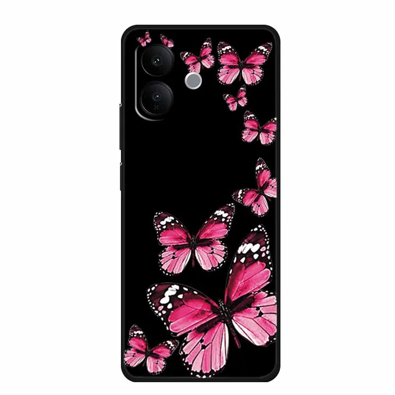 Чехол для Vivo V60 Lite 4G 6,77 дюйма с мультяшными цветами, черный мягкий силиконовый чехол из ТПУ для Vivo V60 Lite 5G, чехол для телефона Fundas Shell (art.: 3920d2d109cd3) - 3920d2d109cd3