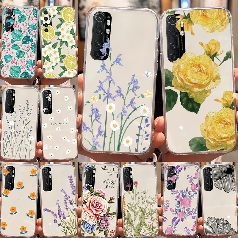 Для Xiaomi 10T Pro 10 Lite 9 SE CC9 CC9e Note Роскошный прозрачный чехол для телефона с цветочными