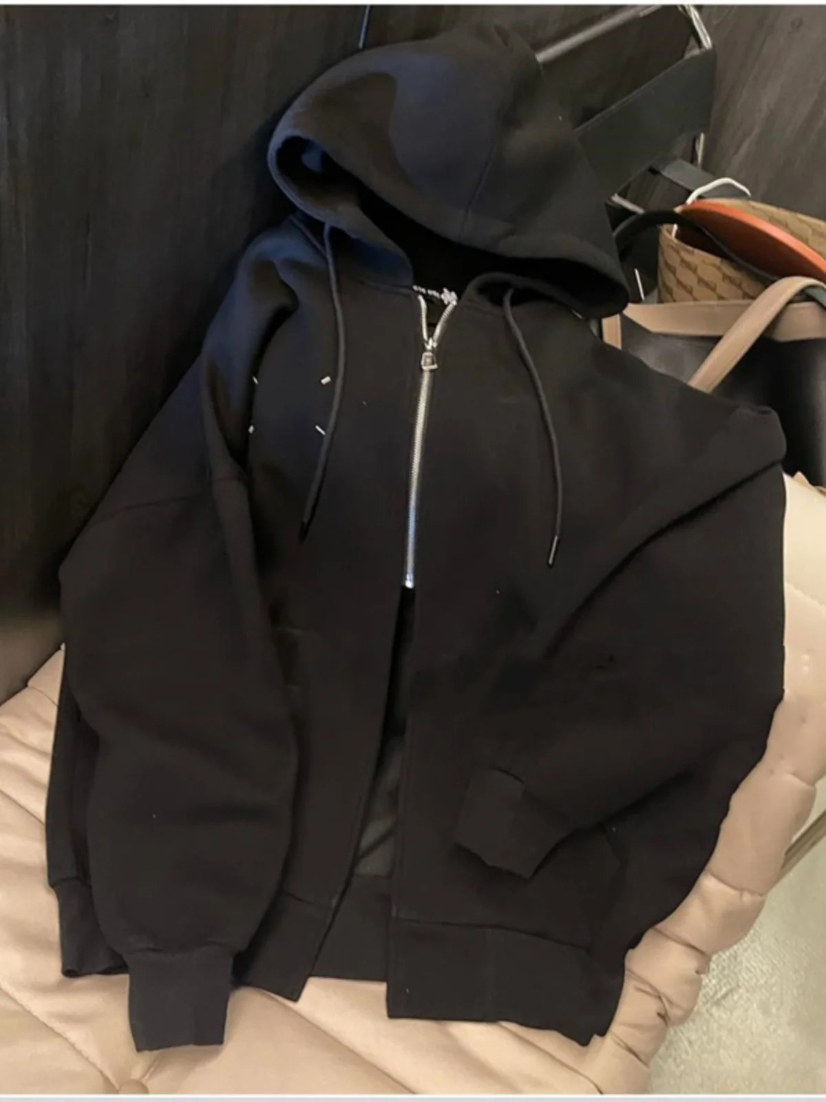 Корейская модная однотонная верхняя одежда больших размеров с капюшоном для