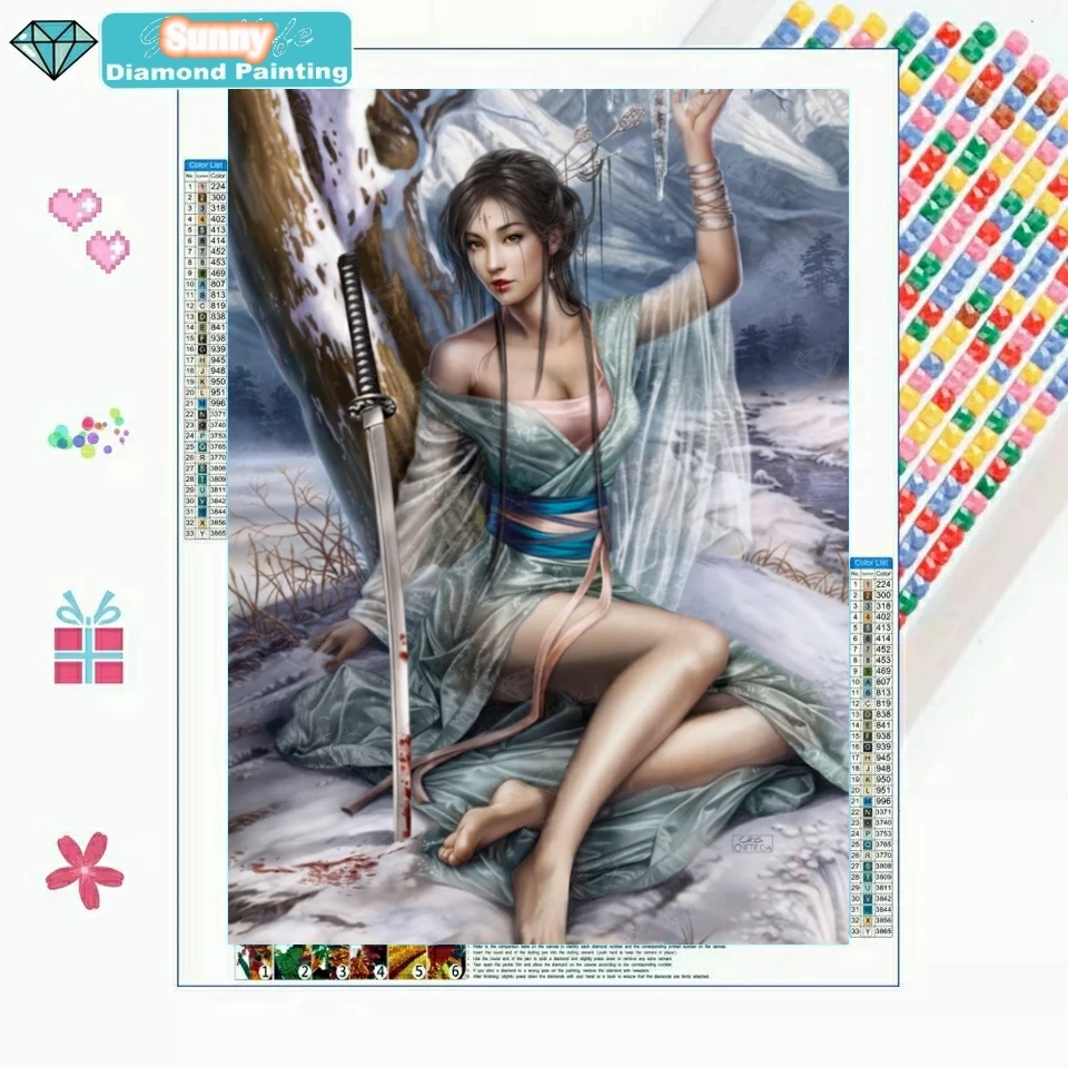 

Полноразмерная/круглая вышивка «холодная сексуальная девушка», алмазная живопись, вышивка, плакат, «сделай сам», 5D Вышивка крестиком, мозаи...