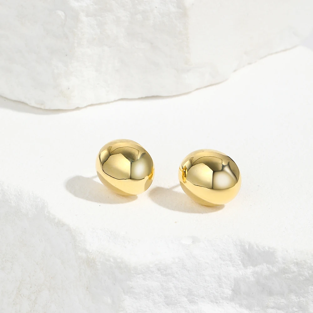 

Minimal Design Smooth Oval Metal Beans Stud Earrings For Cute Girls 2023 New Fashion Jewelry Party Simple Accessories For Womens