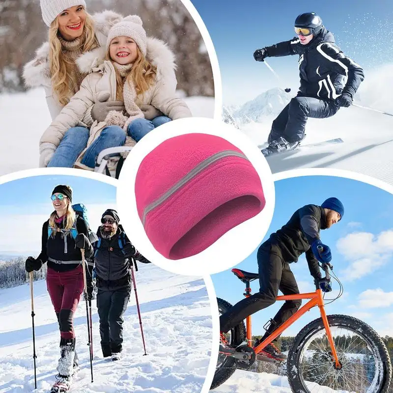 Светоотражающая теплая шапка зимняя унисекс с высокой видимостью манжетами