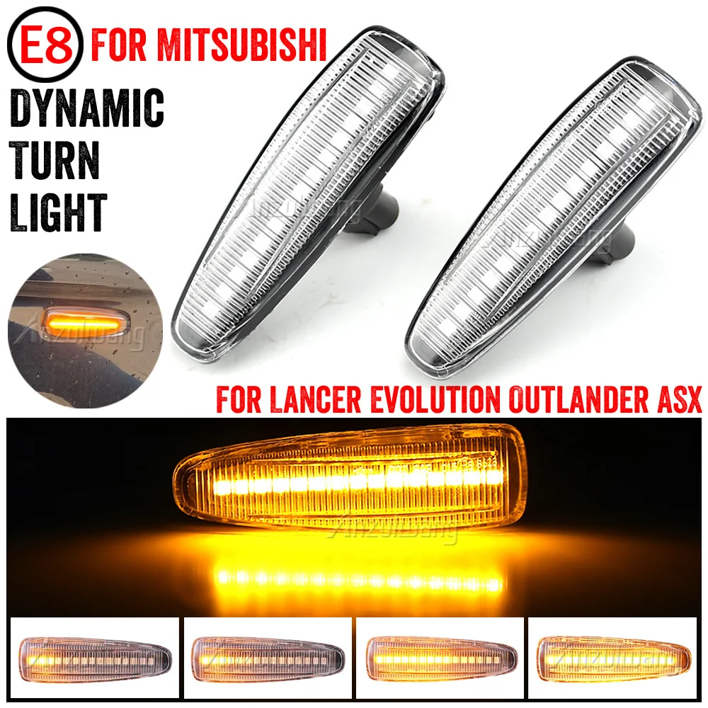 

2X Dynamic LED Turn Signal Light Side Marker Blinker Lamp For Mitsubishi Lancer Evolution Evo X Outlander Sport RVR ASX Mirage