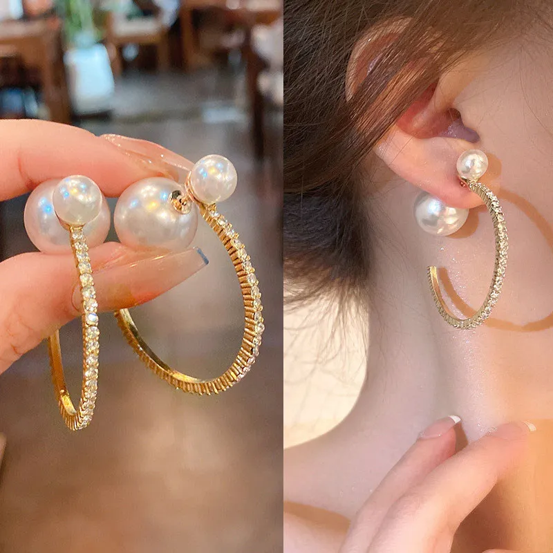 

Европейские и американские массивные геометрические серьги с жемчугом французская мода темпераментные серьги