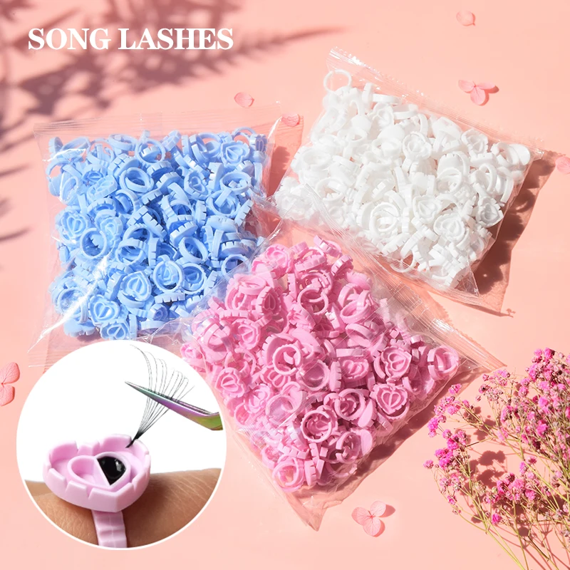 

SongLash 100Pcs Disposable Glue Ring Holder Cup Rings Holder Pigment Container Tatto Grafting Eyelash Makeup Tools