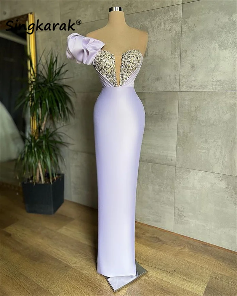 

Elegant Mermaid Prom Dress One Shoulder Crystal Formal Party Gowns Wedding Party Guest Wear Evening Dress Robe De Bal