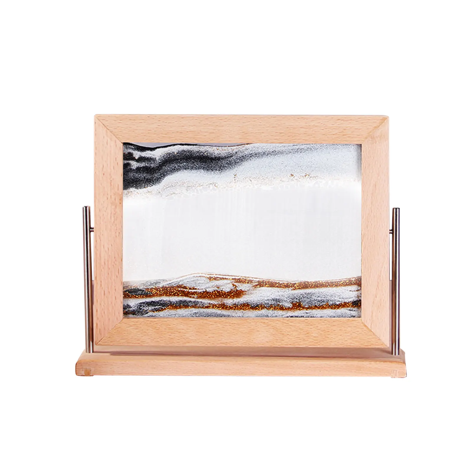 

Moving Sand Art Pictures 3D Dynamic Flowing Sand Painting Wooden Frame Square Landscape In Motion Display Grit Photo Time Art Re