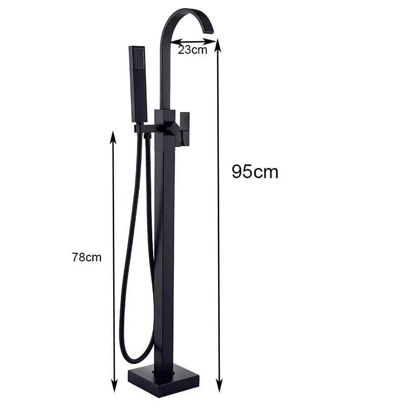 

Luxury Matte Black Bathtub Faucet Freestanding Bathroom Tub Faucet 6 Types Spout Floor Mounted Bath Shower Mixer Tap