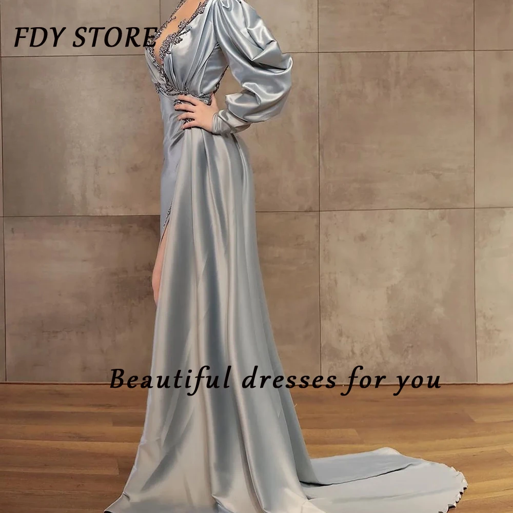 

FDY Store Evenning V-neck Embroidery Beaded Sequins Split Fork Court Train Ball-gown Dress Formal Occasion Party for Women