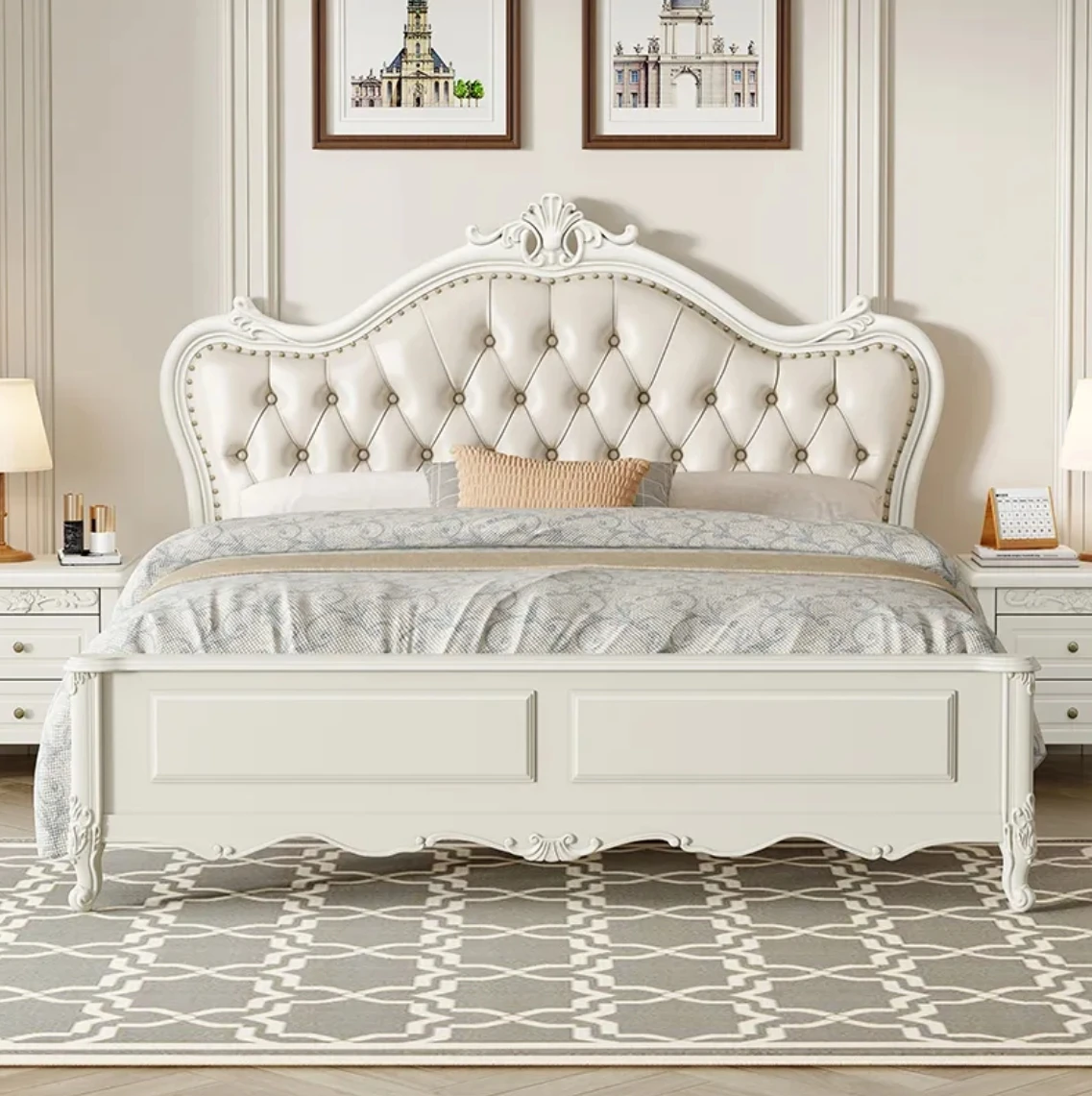 Американская однотонная деревянная кровать в европейском стиле 1 8 м Основная