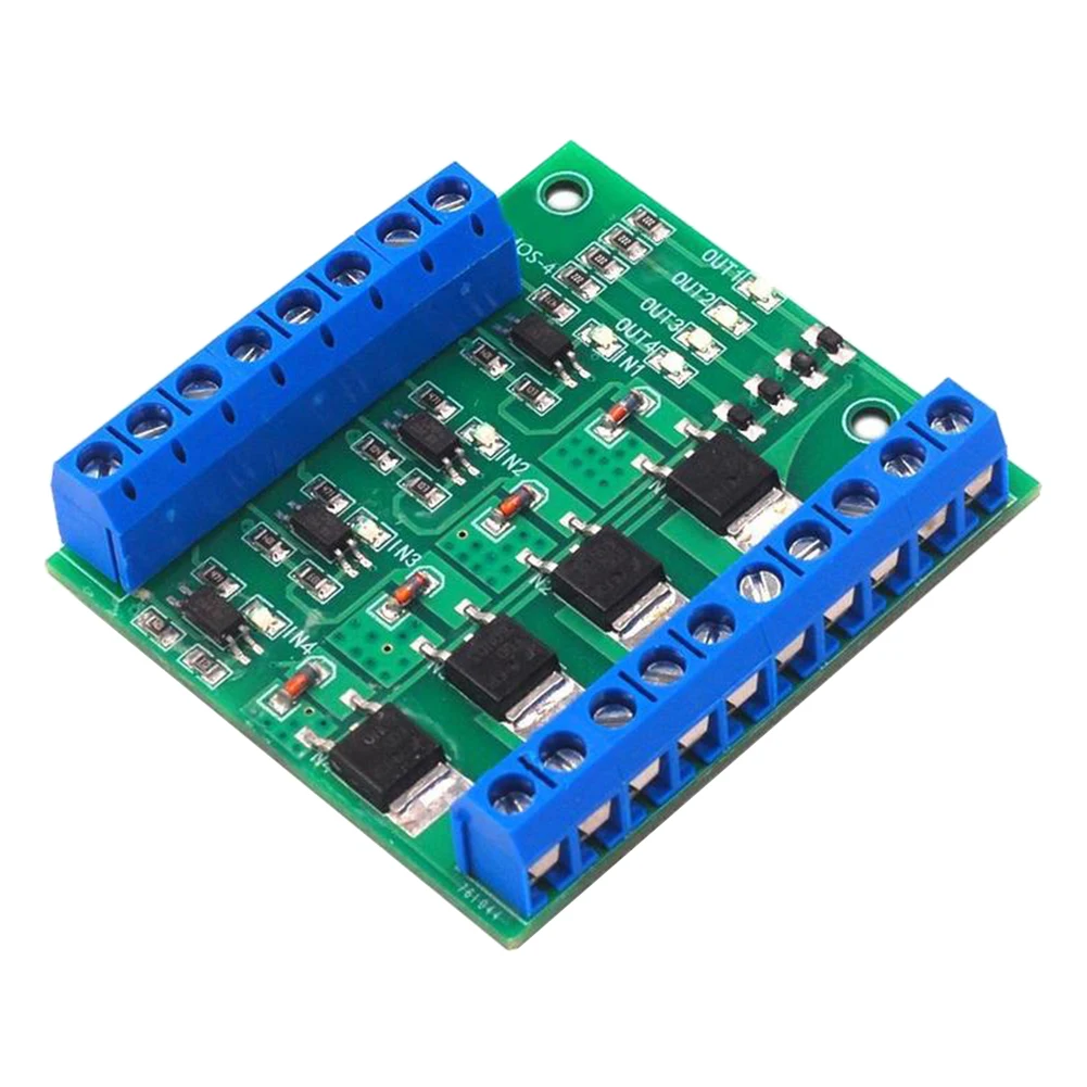 

4-Channel MOS FET PLC Amplifier Board Driver Module PWM 3-20V to 3.7-27V DC 10A Optocoupler Isolation Module Accessories