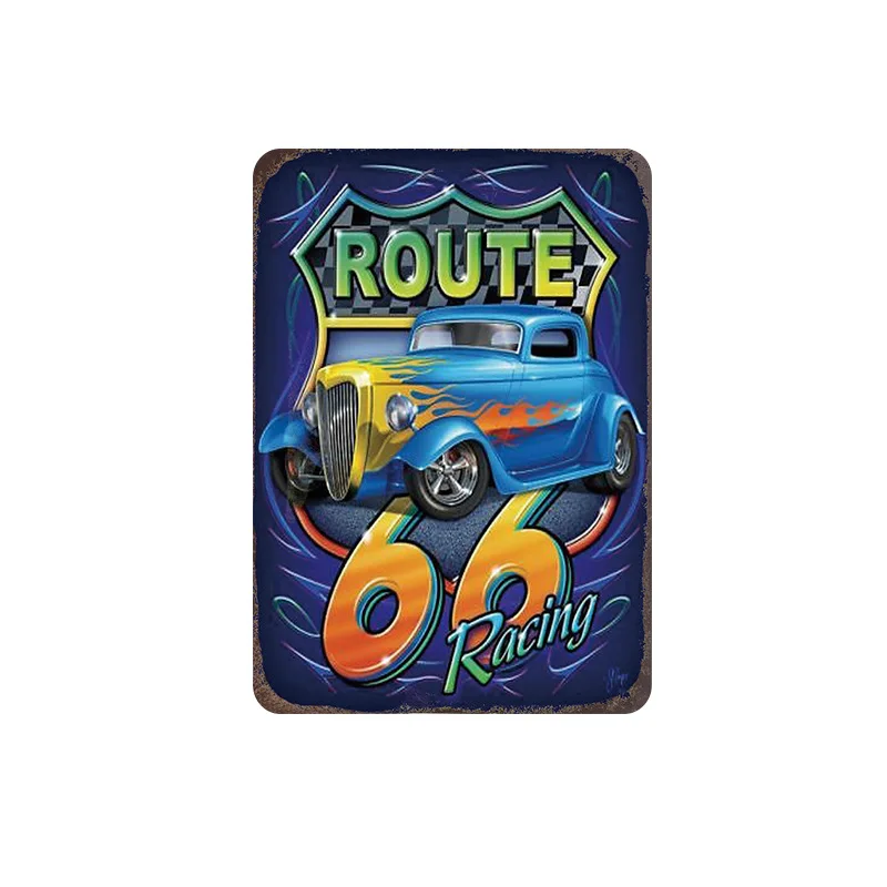 

Vintage Route 66 Metal Tin Sign Rusty American Metal Signs Boy Room Decor for Bar Pub Club Man Cave Home Wall Decor Tin Plaque