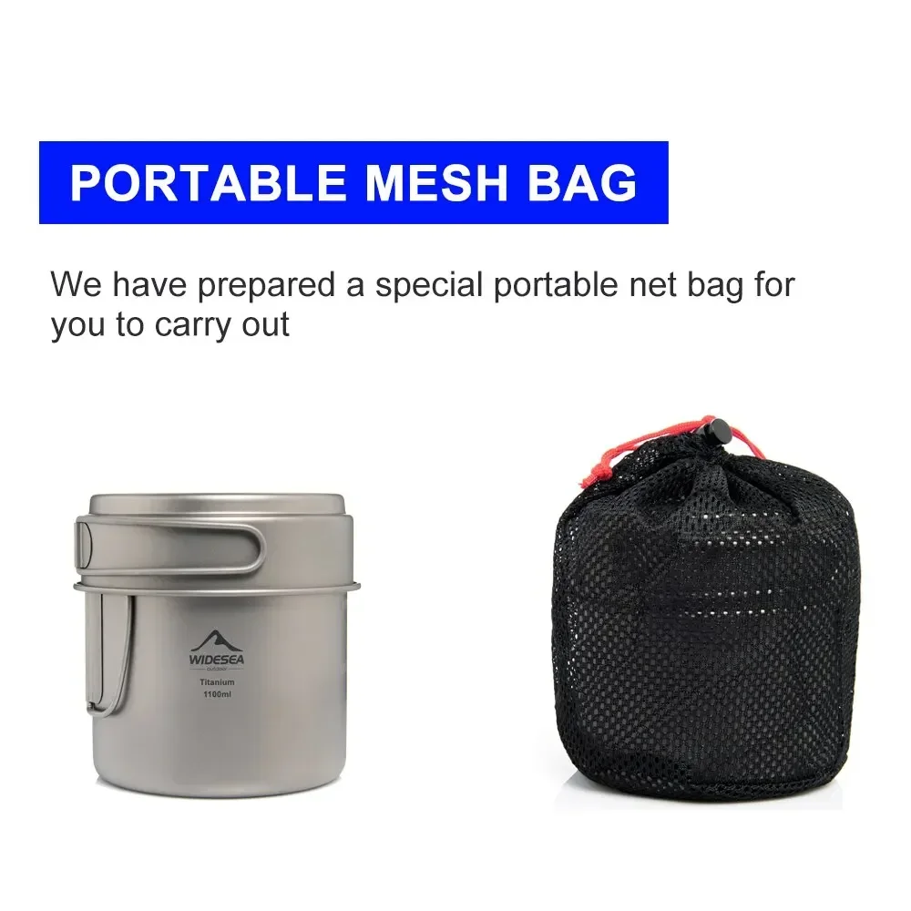 Портативная кружка Widesea для кемпинга титановая кухонная кастрюля 1100 мл сковорода
