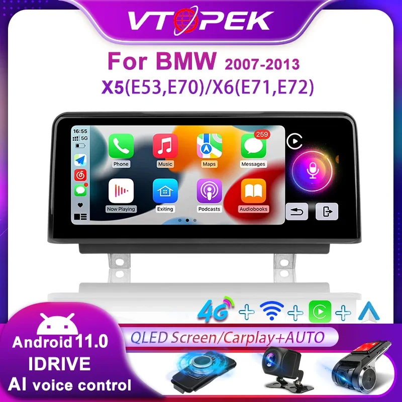 

Vtopek 2Din Android 11 DVD Player For BMW X5 E53 E70 X6 E71 2007-2013 CCC CIC AUTOradio GPS Navigation Multimedia System Carplay
