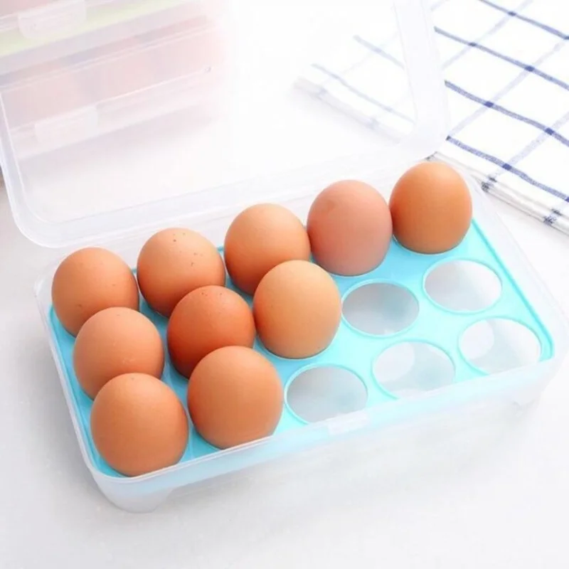 15 Eggs Holder Refrigerator Container Kitchen Storage Foldable Home Box Plastic Kitchen Gadgets  Egg Carton  Kitchen Items