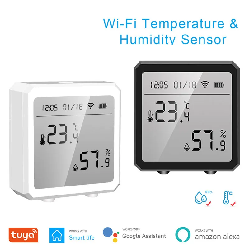

Датчик влажности и температуры Tuya Wi-Fi/Zigbee, умный внутренний гигрометр, термометр с поддержкой Alexa Google Home