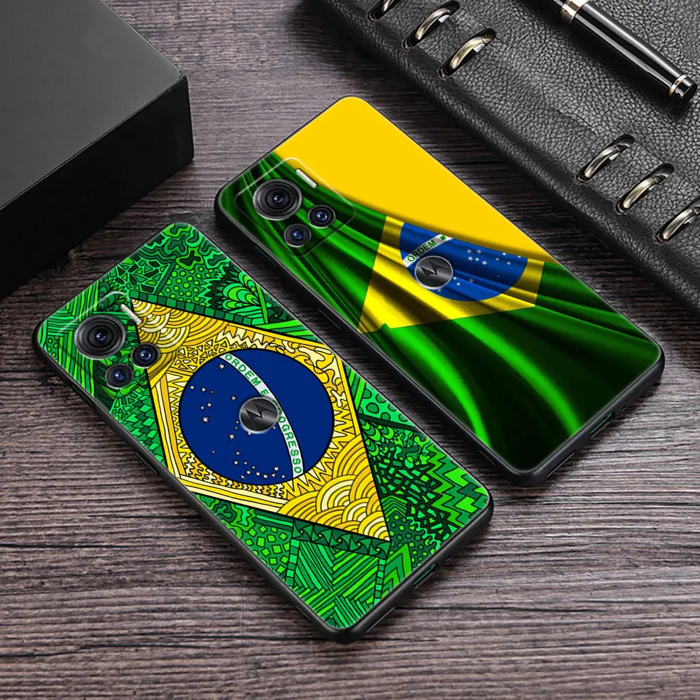 

Brazil Flag Football Phone Case For Motorola Moto G60 S G71 G72 G73 G53 G52 G51 G32 G30 G22 G9 G8 Power Plus Soft TPU Back Cover