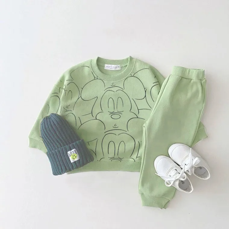 Popular Brand Kids Tracksuit Cartoon Mickey 2 Piece Set For Infant Costume 3m-3y Baby Boys Girls Sweater Suits Trousers Clothing |