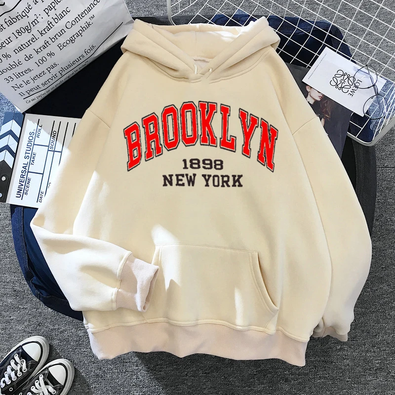 

New York Hoodie motif huruf Boston Brooklyn untuk pria mode mantel Hoodie ukuran besar Sweatshirt Hoodie Pria Wanita