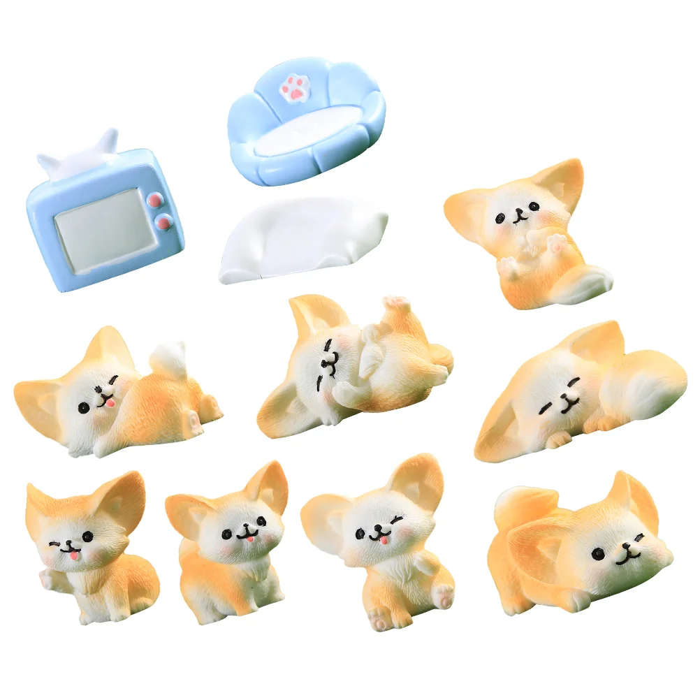 

Mini Fox Ornament Figurine Garden Landscape Adornments Small Outdoor Playset Decors Glass Micro Scene Decorations Trinkets