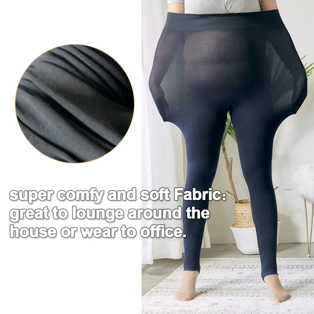 Velssut Plus Size Pantyhose for Women High Waist Lady Stretchy Tights Autumn Warm Lined Trousers Seamless Anti-hook Leggings