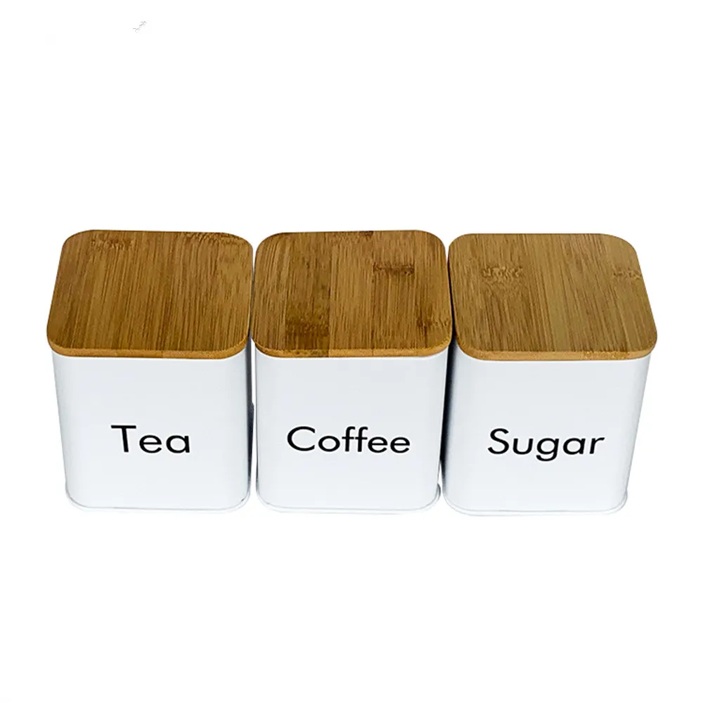 

3pcs Kitchen Storage Canister Jar Sugar Tea Coffee Bottle Round Square Candy Biscuit Loose Leaf Tea Containers Box With Covers