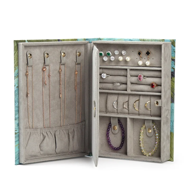 New Jewelry Box Ring Earring Bracelet Necklace Box European Jacquard Cloth Cover Box Storage Box Birthday Knot Wedding Box