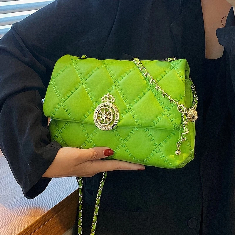 

Flap Crossbody Messenger Bags for Women Clutch Metal Chain 2022 Luxury Brand Woman Small Quilted Fashion Shoulder Bag Handbags P