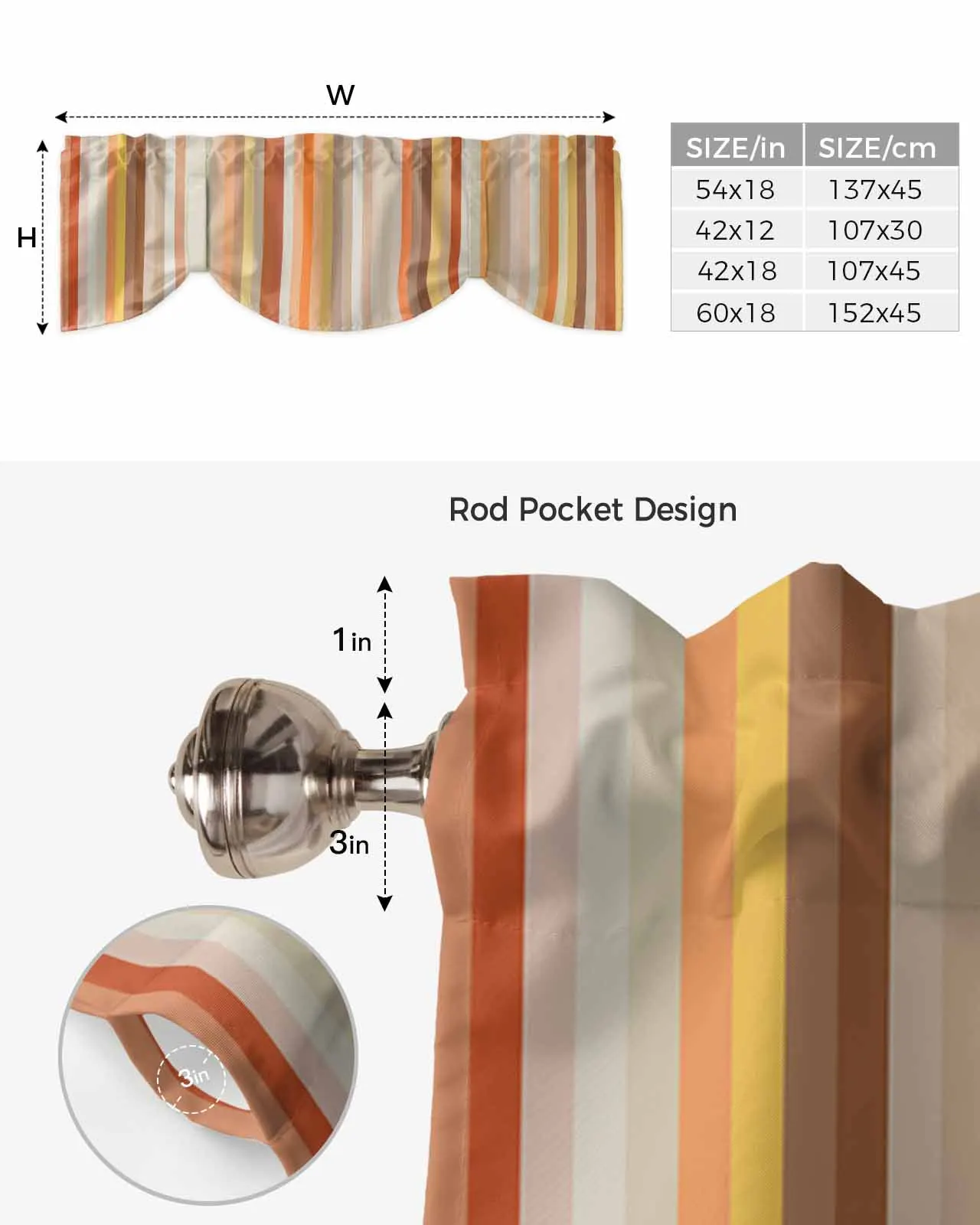 Оранжевые полосы геометрические абстрактные короткие оконные занавески