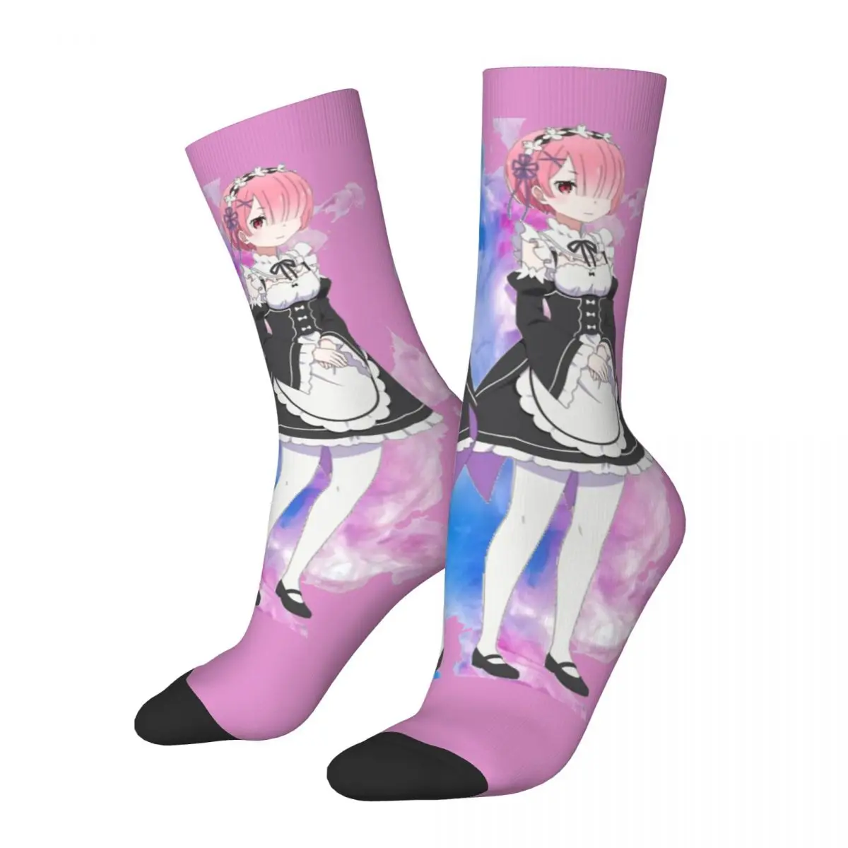 

Rem And Ram Classic Crazy compression Socks Unisex ReZero Starting Life in Another World Harajuku Seamless Printed Crew Sock
