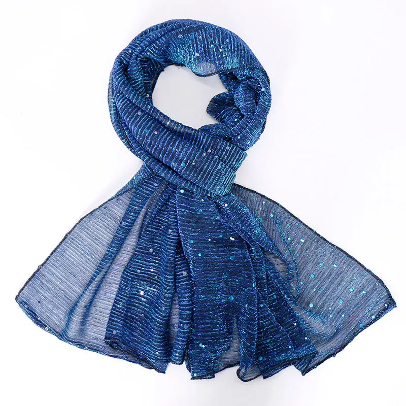 

180Cm Fashion Women Shimmer Scarf Female Glitters Plain Scarves Shawl Sequins Long Head Scarf Sequined Hijabs