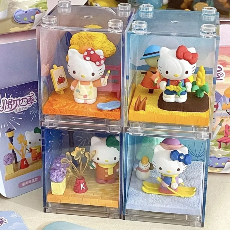

Sanrio, Hello Kitty Meet The Seasons фигурка Kitty украшения Модель Куклы Игрушки настольные декоративные аниме Kawaii подарок автомобильные аксессуары