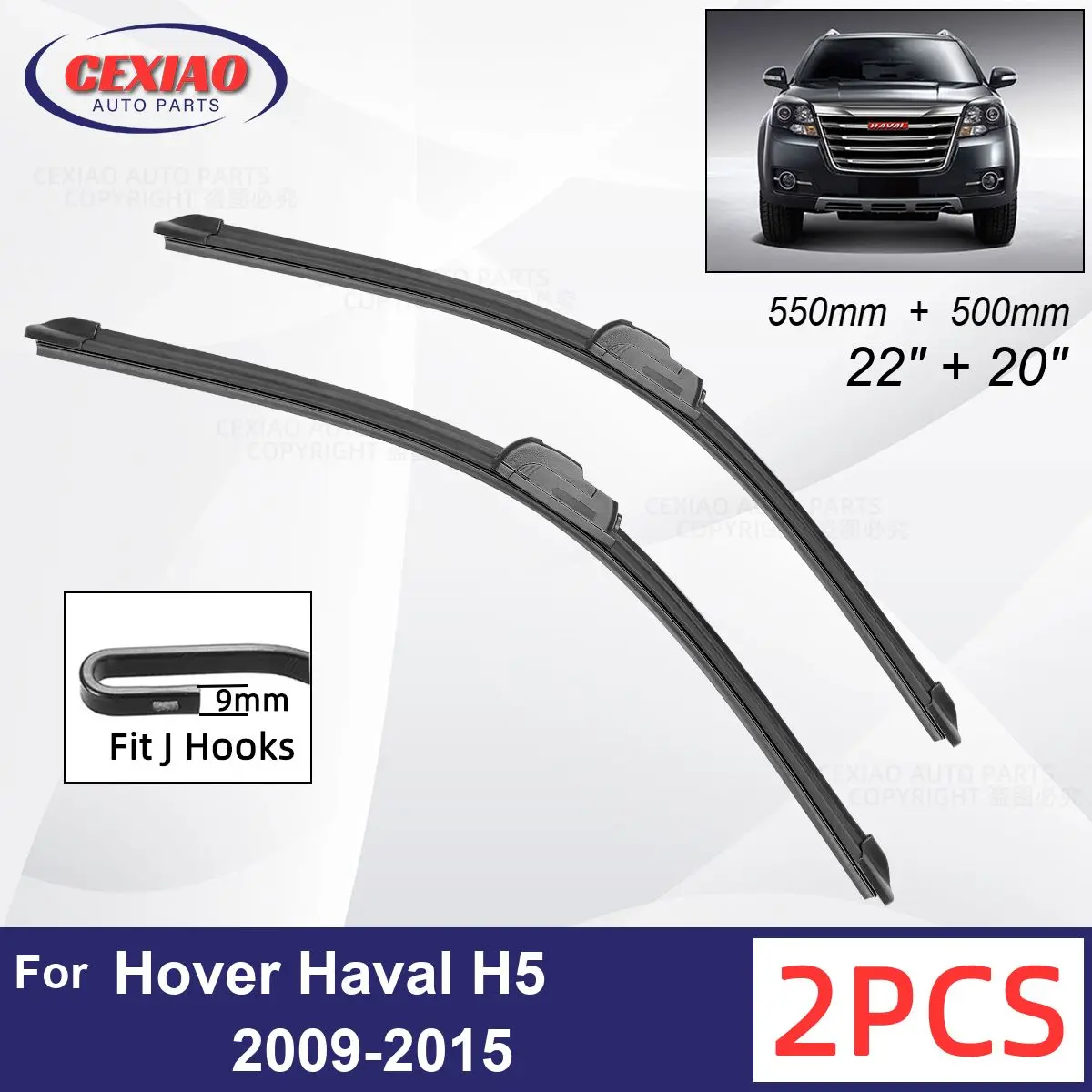 

Car Wiper For Greatwall Hover Haval H5 2009-2015 Front Wiper Blades Soft Rubber Windscreen Wipers Auto Windshield 22" 20"