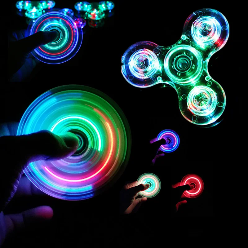

Luminous LED Light Fidget Spinner Hand Top Spinners Glow In Dark Light Figet Spiner Finger Stress Relief Toys Hand Spinner