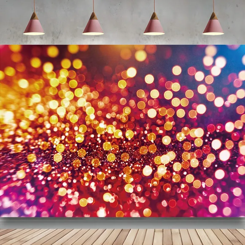 

Gold Glitter Backdrop Dream Light Colorful Spots Photography Background Bokeh Family Birthday Masquerade Party Decoration Props