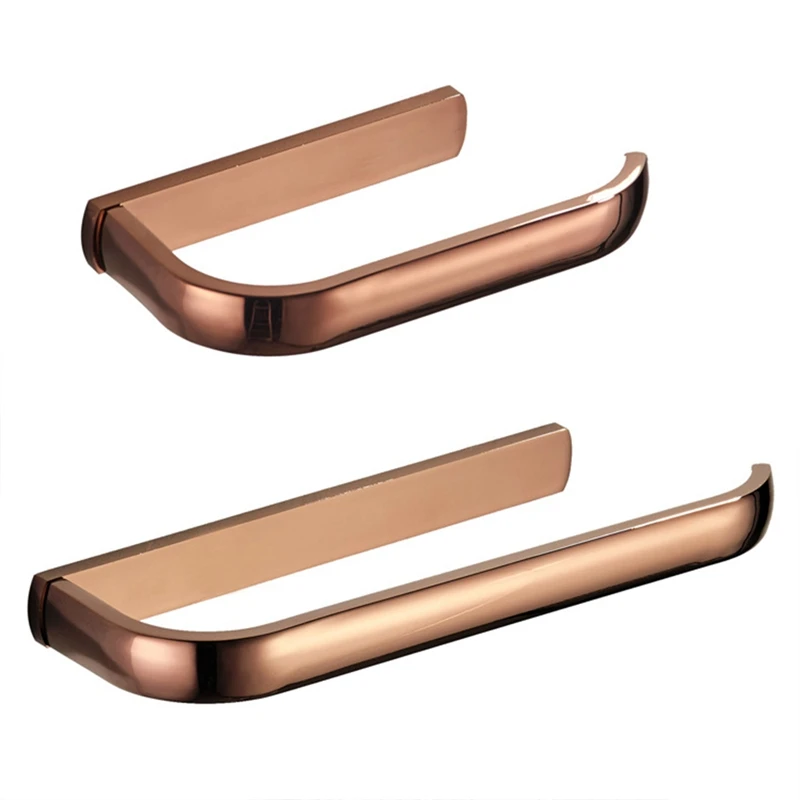 

2Pcs Towel Rack Wall Mounted Rose Gold Towel Rack Roll Paper Rack Bathroom Brass Tissue Rack Set Bathroom Accessories