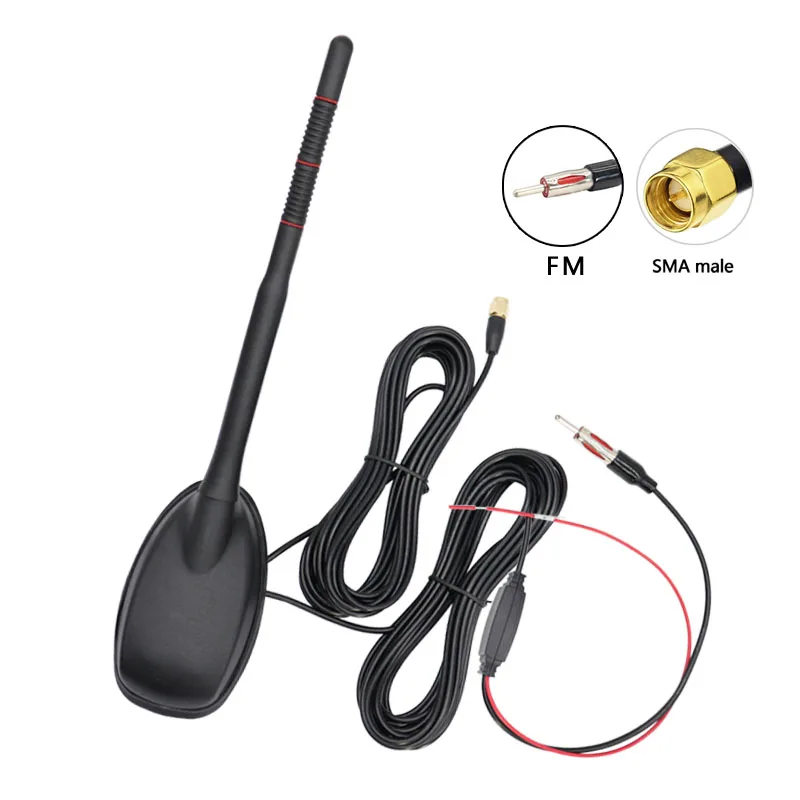 FM AM Car GPS Aerial Radio Splitter Amplified Digital 18DBI Antenna Compatible for AM/FM Radio GPS Antenna With SMA male