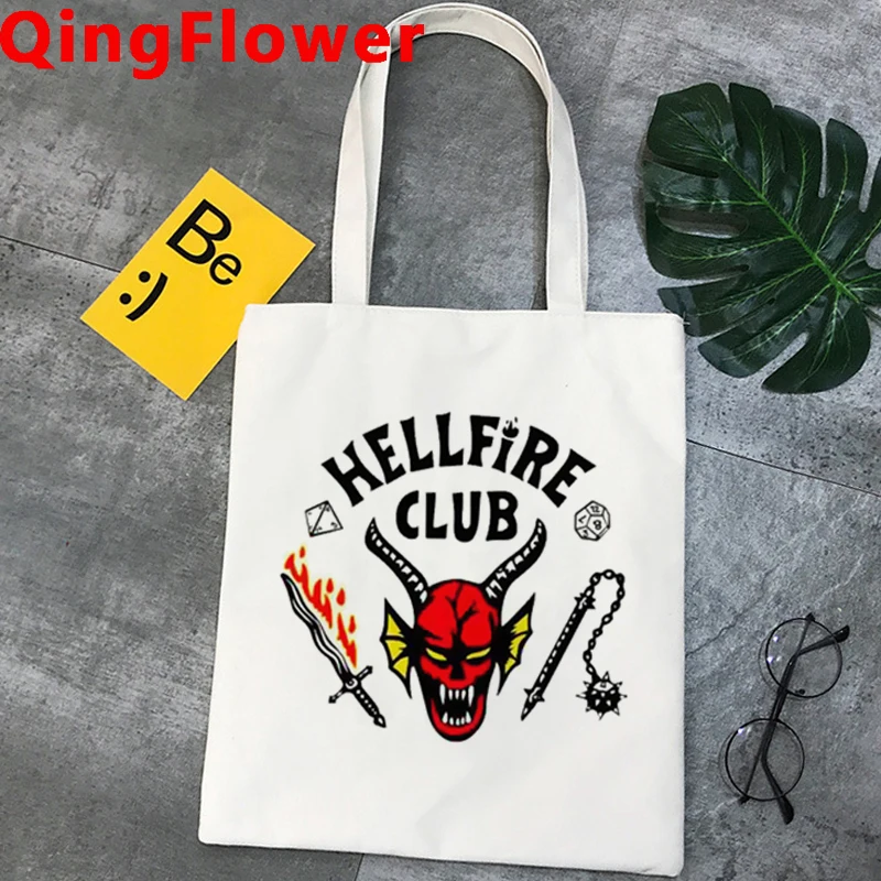 

Сумка для покупок «очень странные дела 4» Hellfire Club, сумка из переработанного материала, Женская многоразовая сумка через плечо, холщовая повс...