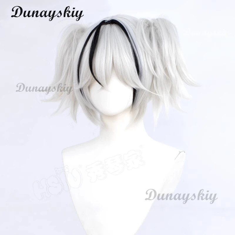 Wuthering Waves Camellya парик для косплея черные береги Chun белый с двойным хвостиком