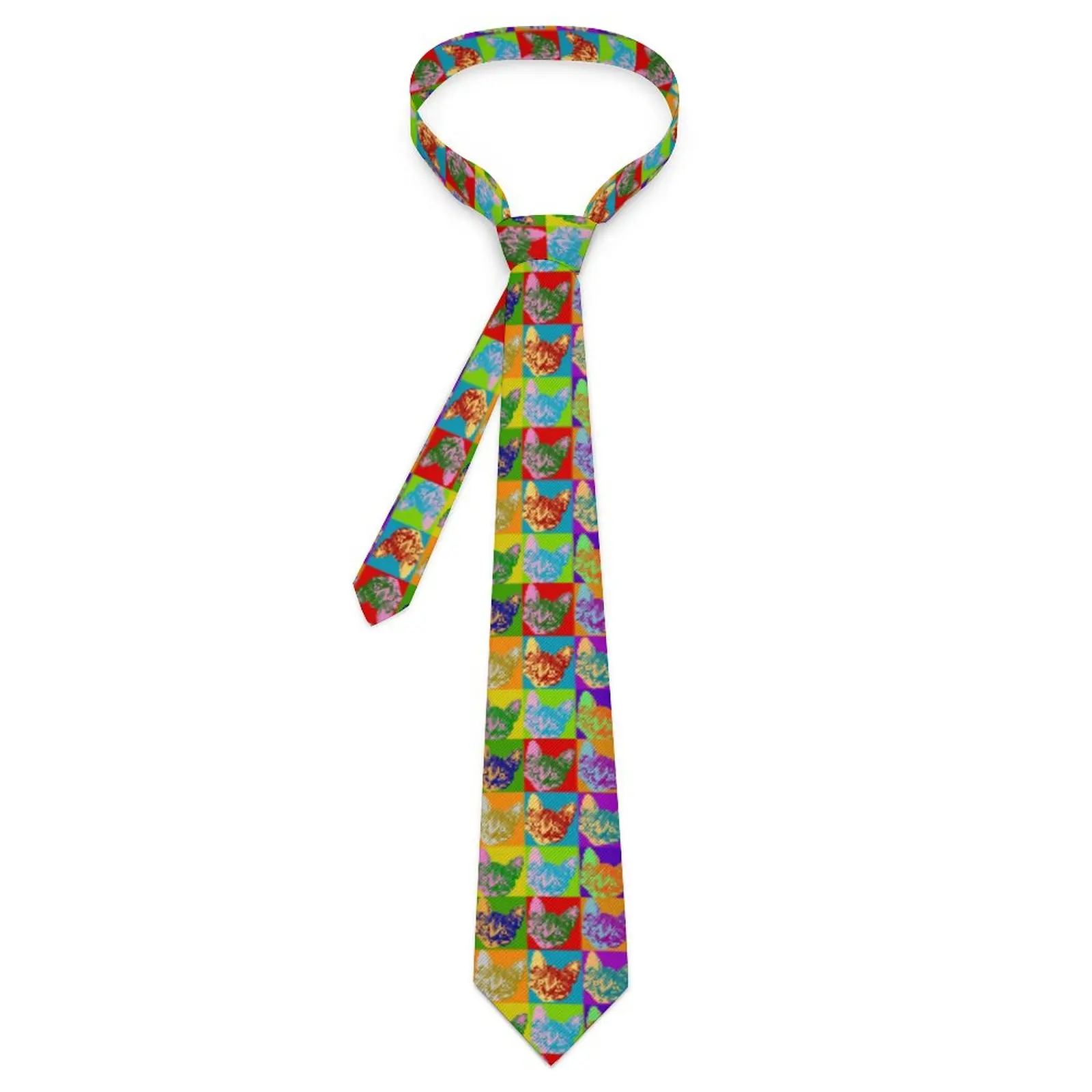 

Галстук в стиле поп-арт с принтом кошки и графическим принтом галстук для шеи отличное качество Забавный галстук для воротника мужская повседневная одежда аксессуары для вечеринки