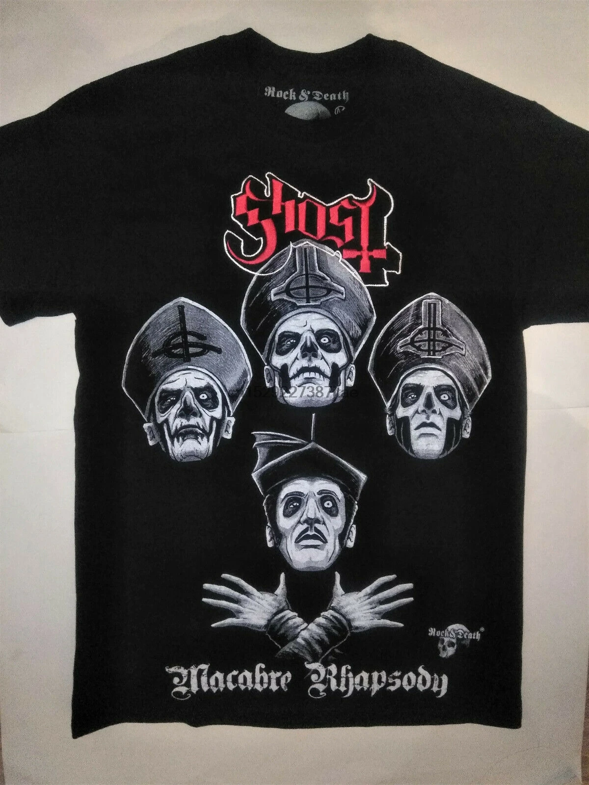 Футболка с изображением призрака необычная вышитая надпись Papa emerтути Nihil