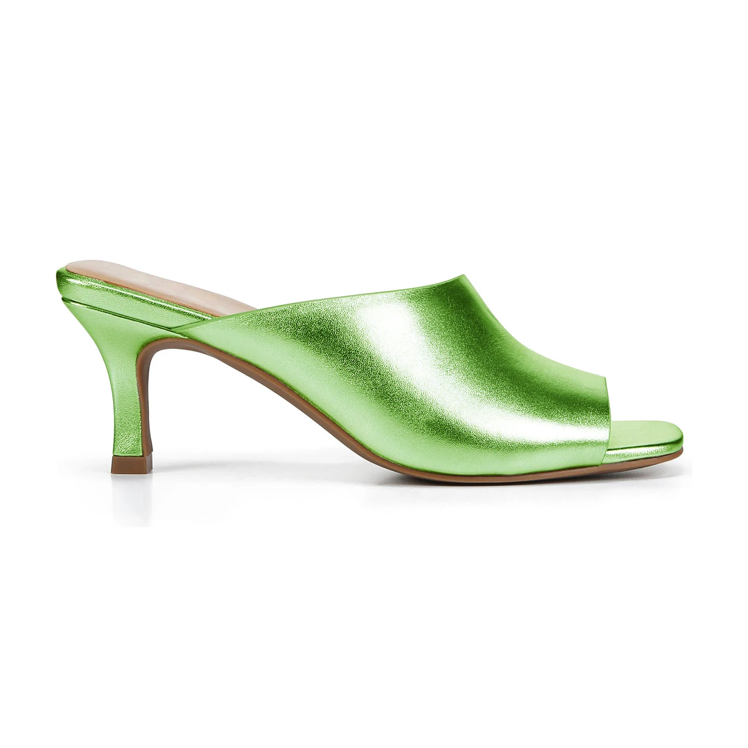 Patent Leather High Thin Heels Women's Slippers SquareToe Outside Sandals Ladies Mature Sexy Summer Shoes Big Size 43 45 FOWT