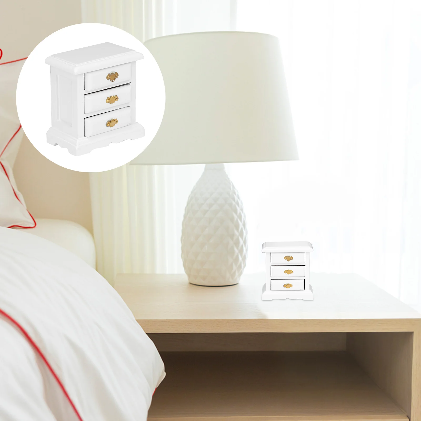 

Mini House Mini Furniture Ornament Miniature Wood Cabinet Mini Scene Decor