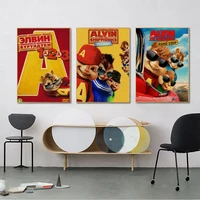 disney alvin and the chipmunks good quality prints and posters retro kraft paper sticker diy room bar cafe nordic home decor