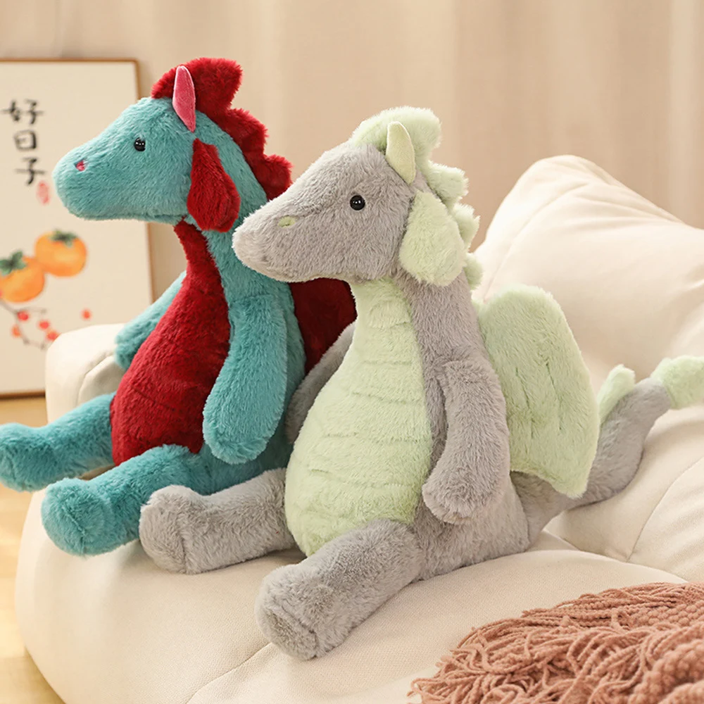 

1pc Flying Dragon Plush Toy Green Grey Cute Fluffy Dinosaur with Wings Life-like Pterosauria Toy Pillow Kids Toys Gift for Boy
