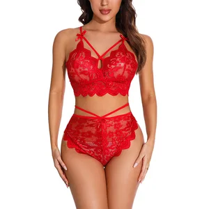 Erotic Lingerie Three-point Sexy Lace Bra Panties Two-piece Suit Plus Size Pajamas Sexy Lingerie for in Pakistan